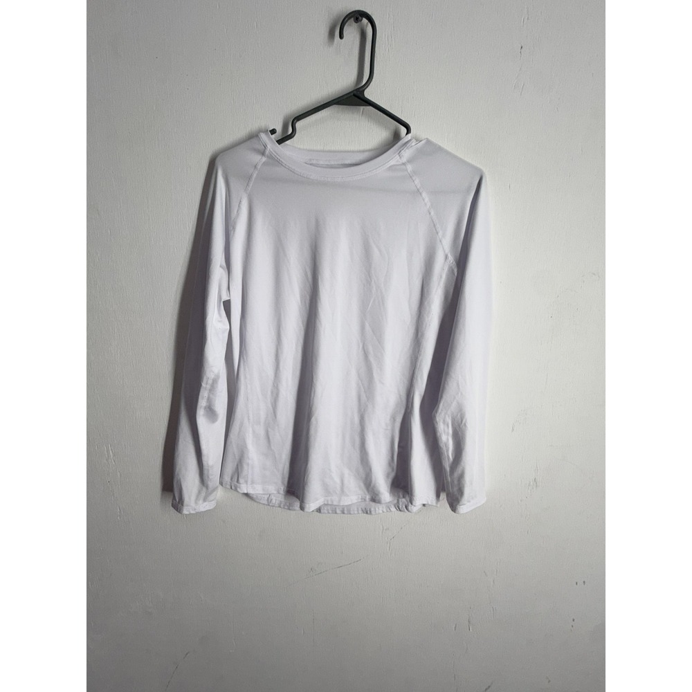 Convallaria White Long Sleeve Activewear Top XL Womens Raglan Athletic Shirt